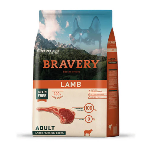 Alimento Bravery Adulto Raza Mediana y Grande Cordero 4KG