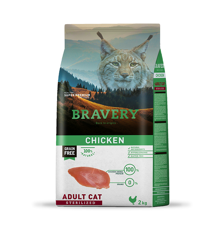 Alimento Bravery Gato Adulto Esterilizado Pollo 2kg