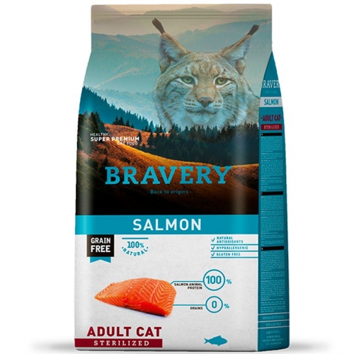 Alimento Bravery Gato Adulto Esterilizado Salmon 7kg