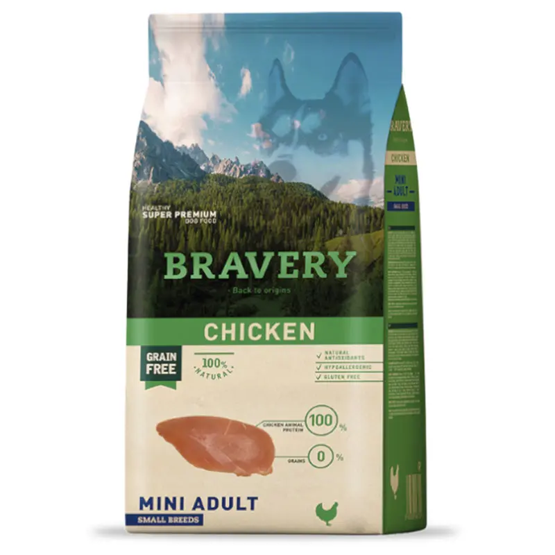 Alimento Bravery Adulto Raza Pequeña Pollo 2kg