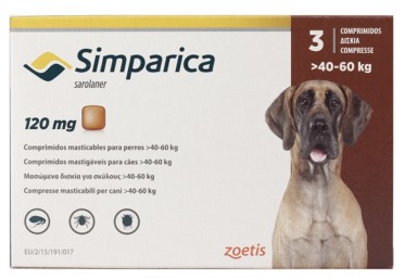 Comprimido Simparica 40 A 60 Kg 3 Unidades