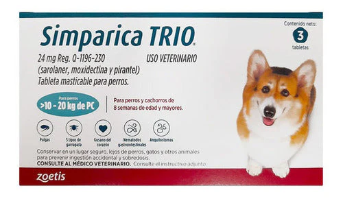 Simparica Trio 10,1 a 20kg 3 Comprimidos